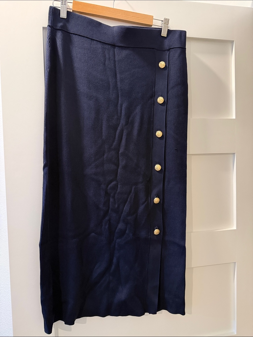 Ralph Lauren Navy Maxi Skirt with Gold Buttons